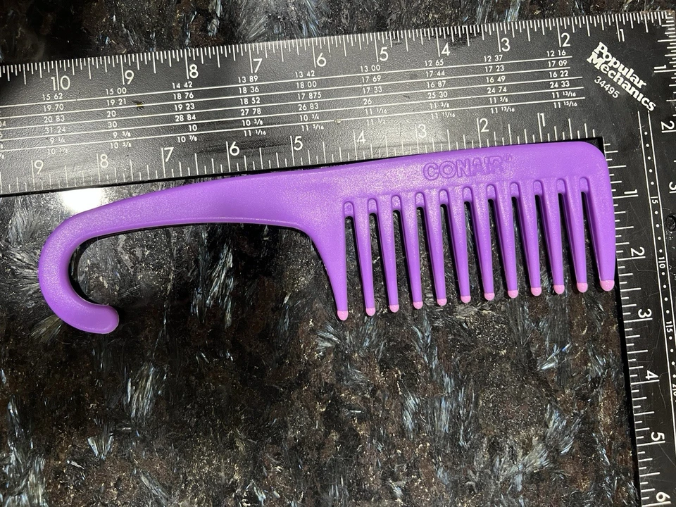 Conair Wide Tooth Comb Purple Shower Detangler Hook Handle 9 Inch Hair Tool - Image 4 of 4