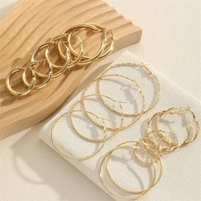 Simple Elegant Hoop Earrings Jewelry 8 Pairs/Set Alloy Girls Daily Wear Gifts