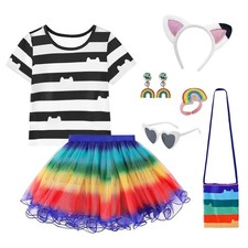Girls Toy House Costume Rainbow Tutu Dress with Striped Top, Accessories Set ...