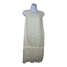 Women Lace Floral Midi Dress Size L Cottagecore Boho Hippie Beachy Lightweight