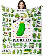 Pickle Blanket Gifts for Pickle Lovers Pickles Throw Blanket Funny Pickles Me...