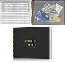 HAUTOCO Accounting Ledger Book for Small Business 10.1 x 7.8'', Black