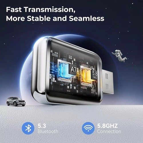 Wireless Carplay Adapter for iPhone, Convert Wired Carplay to Wireless, 2 in 1 P - Bild 8 von 9
