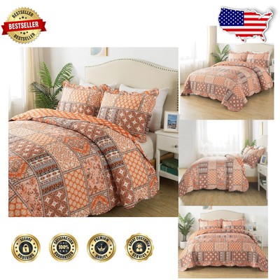 Exquisite King Size Quilt Set - Floral Patterned Bedspread for Classic Charm