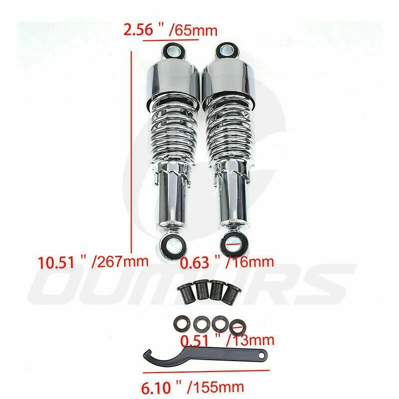 For Harley Touring Road King Street Glide Dyna 10.5'' Rear Air Shock Absorber US - Image 4 of 4