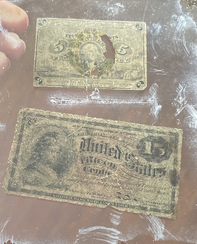 1863 United States Fractional Currency Note 15 Cent And 5 Cent Preserved - Picture 4 of 7