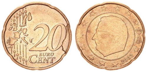 Belgien 20 Cent 2002 Fehlprägung, starker Stempelausbruch Wertseite vz 102650 - Bild 1 von 1