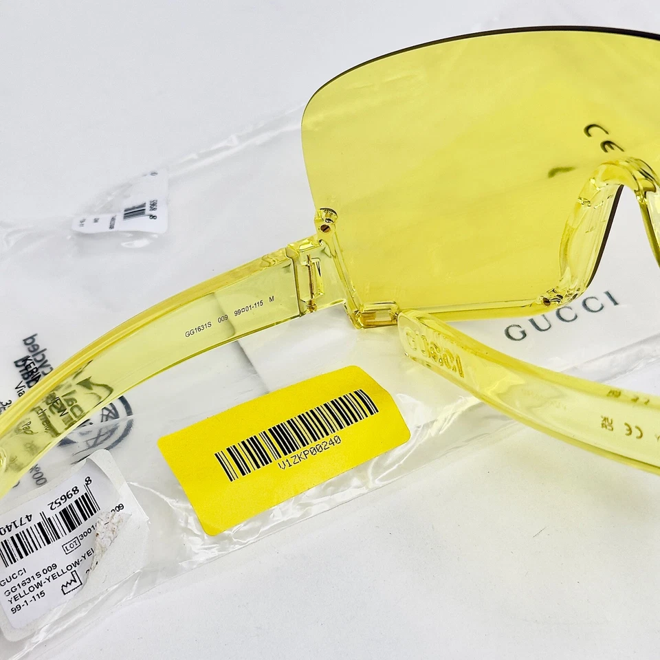 Óculos de sol GUCCI LIDO 1631 amarelo esporte unissex escudo máscara oversized Gg1631S 009 - Imagem 4 de 4