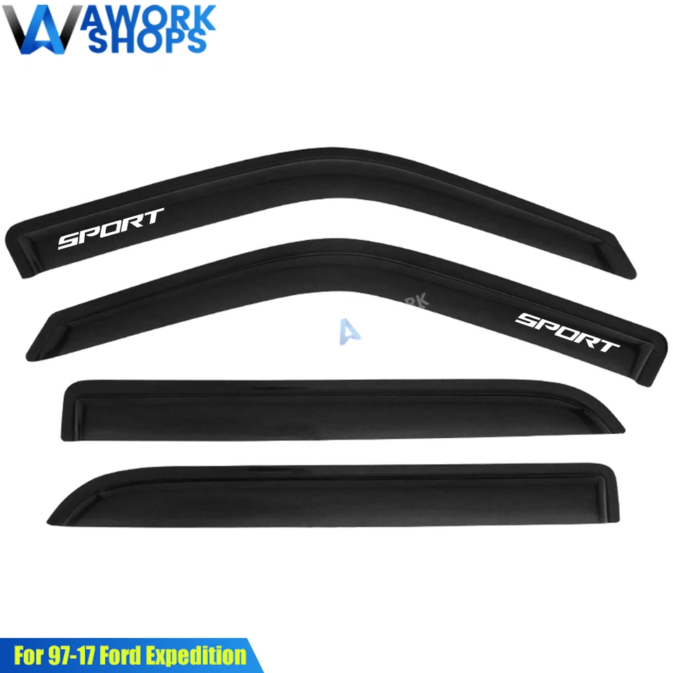 Fits 97-17 Ford Expedition 98-17 Lincoln Navigator Window Visors w/ White Sport - Image 3 of 4