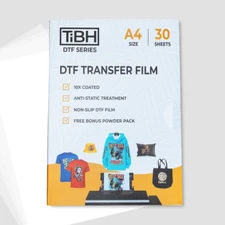 TIBH A4 DTF Transfer film and White DTF Powder - 30 sheets
