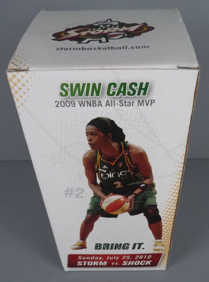 Seattle Storm Bobblehead SWIN CASH 2009 WNBA All Star 25/07/2010 Orig. Embalagem - Imagem 2 de 4