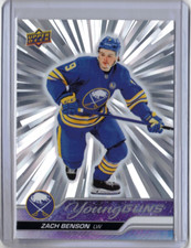 ZACH BENSON 23/24 Upper Deck Young Guns SILVER OUTBURST Rookie Sabres SP #474