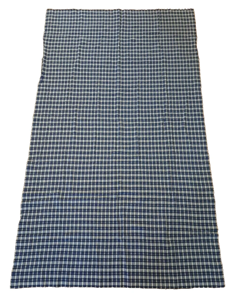 Blue Checked Gingham Curtain Panel JC Penney Plaid Country Farmhouse 61x36 - Image 2 of 4