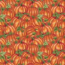 Autumn Fabric - Colors of Fall Leaf Packed Orange Pumpkins - Wilmington YARD