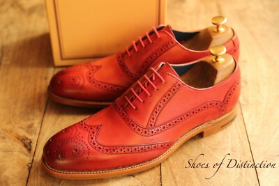 Barker Red Leather Oxford Brogue Shoes Men's UK 6.5 F US 87.5 EU 40.5