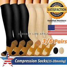 Wide Calf Graduated Compression Socks for Women Plus Size 15-20 Mmhg Mens Socks'