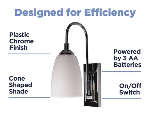 Rite Lite LPL780C Battery-Operated LED Classic Chrome Wall Sconce - Picture 5 of 7