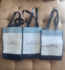 Qty 3 New Vineyard Vines Small Reusable Shopping Tote Bag 13 x 9 x 5" LOT