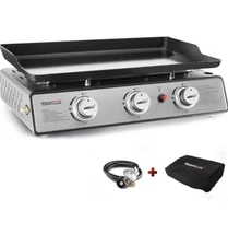 Royal Gourmet 25,500 BTU Portable 24-Inch 3-Burner Table Top Gas Grill Griddle