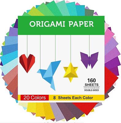 Origami Paper Double Sided Color - 160 Sheets - 20 Colors - 6 Inch Square Easy