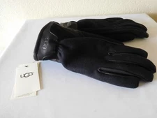 New UGG Mens Wool and Leather Faux Fur Lined Tech Gloves XL Black