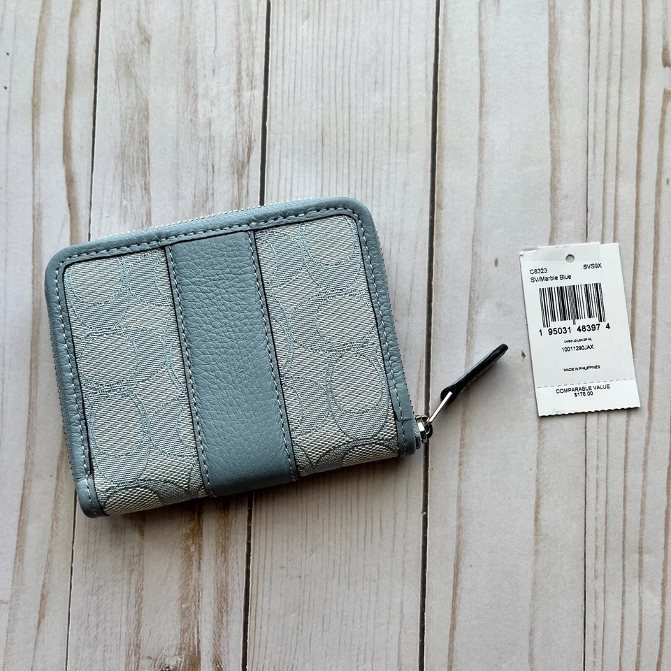 COACH Lonnie Small Zip Around Wallet In Signature Jacquard Marble Blue C8323 - Image 4 of 4
