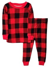 Infant Toddler Boys Lightweight Red Black Buffalo Plaid Pajamas