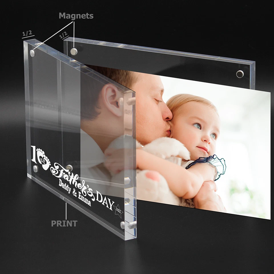 PERSONALIZE-First Father's  Day-Daddy and Me-Dad and Baby-Acrylic Picture Frame - Image 3 of 4
