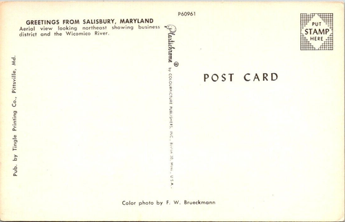 Postkarte Luftaufnahme Salisbury Maryland MD - Bild 2 von 2
