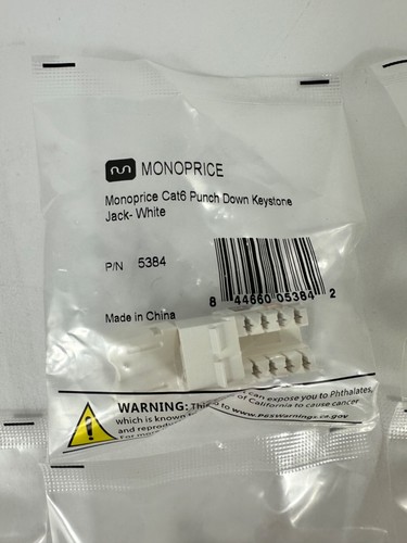 Monoprice Cat6 Punch Down Keystone White 5384 Black 5378 & Blue 5379 Lot of 10 - Picture 2 of 4