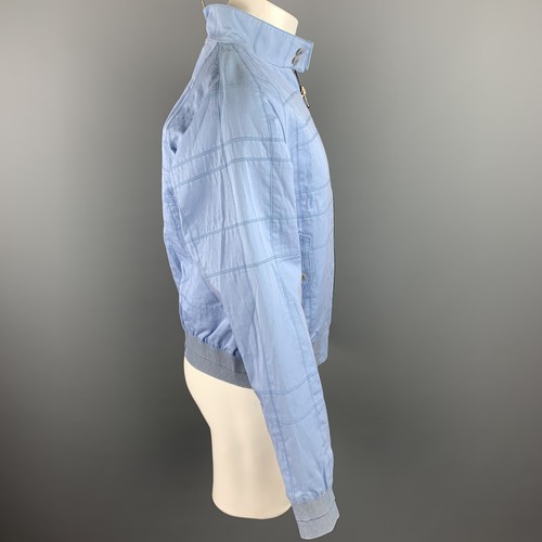 CALVIN KLEIN COLLECTION Size 38 Light Blue Stitched Cotton Zip Up Jacket - Picture 3 of 5