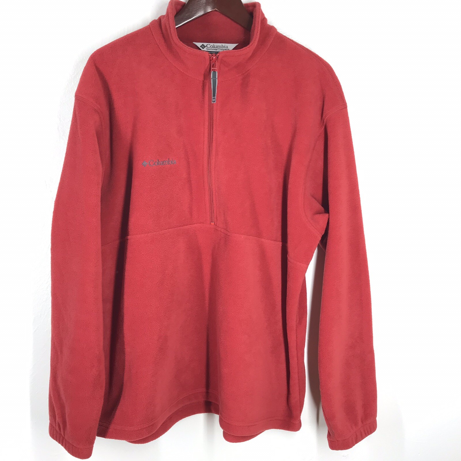 Columbia Men’s Fleece Jacket Red Sweater Size Medium Gem