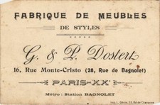 CPA PARIS 20e 16, rue monte-Cristo Fabrique de meubles (924009)