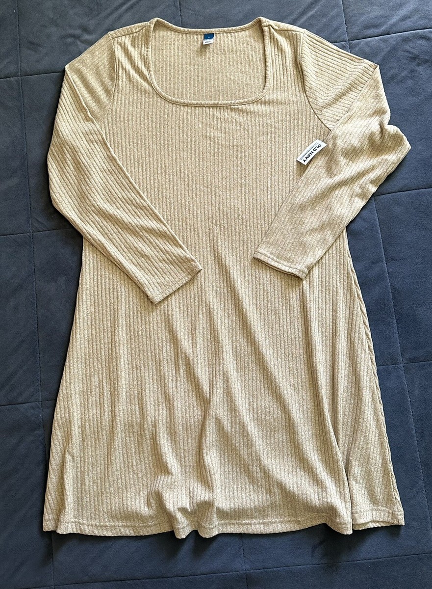 Old Navy Women’s Size XL Dress Ribbed Cream Long Sleeve NEW