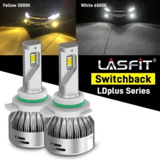 LASFIT 9140 9145 LED Fog Driving Light Bulb Dual Color Switchback 6000LM 60W x2