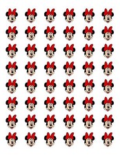 48 MINNIE MOUSE FACE RED BOW ENVELOPE SEALS LABELS STICKERS 1.2" ROUND