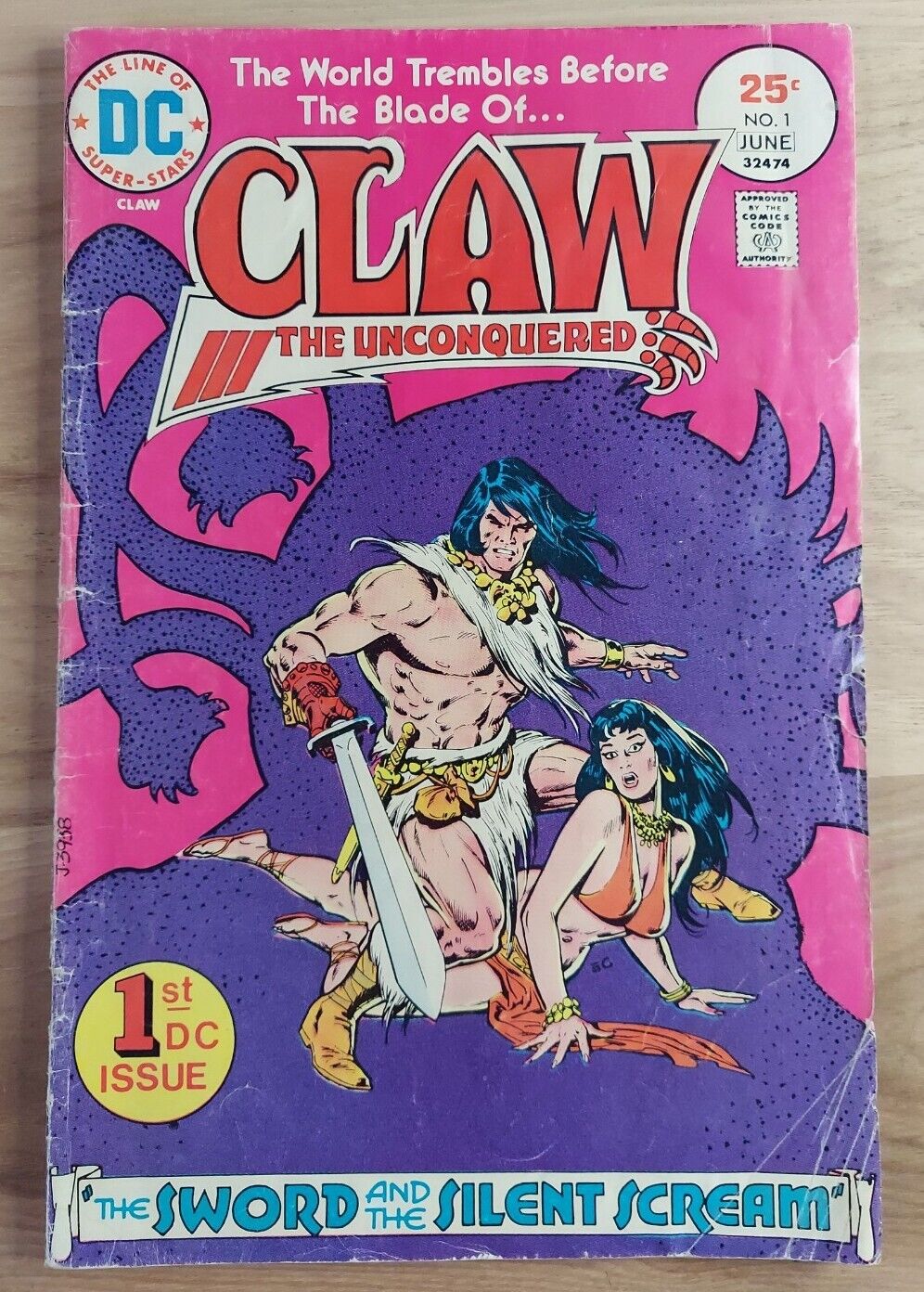 CLAW The Unconquered #1 - DC Comics 1975 - Sword & the Silent Scream - 1st App