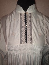 Vintage BARBIZON Cuddleskin Sz M Maxi Nightgown Pale Blue Floral Embroidery Lace