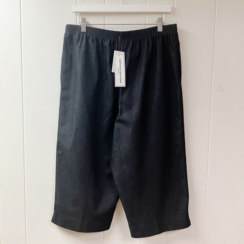 NWT ALFRED DUNNER Women Demin Black Capris SZ 16P Elastic Waist Pockets Stretch - Picture 4 of 8