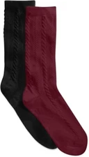 HUE Womens Boot Sock Sangria/Black   - One Size 2 Pack