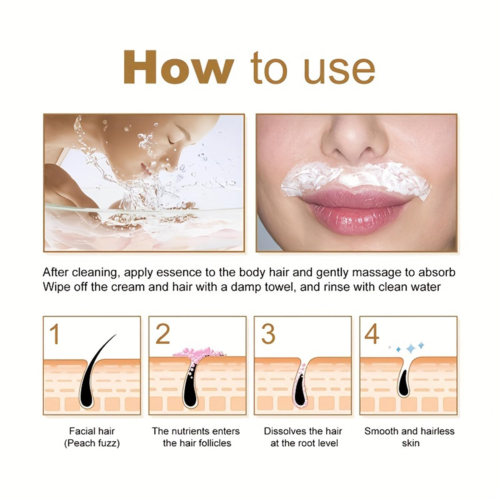 Facial Depilatory Cream, Coconut Hair Remover for Upper Lip and Chin for Women F - Picture 7 of 12