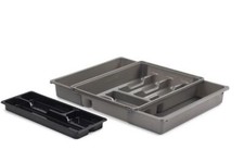 Image of Durable Plastic Adjustable Expanding Drawer Organizer With Insert Tray .