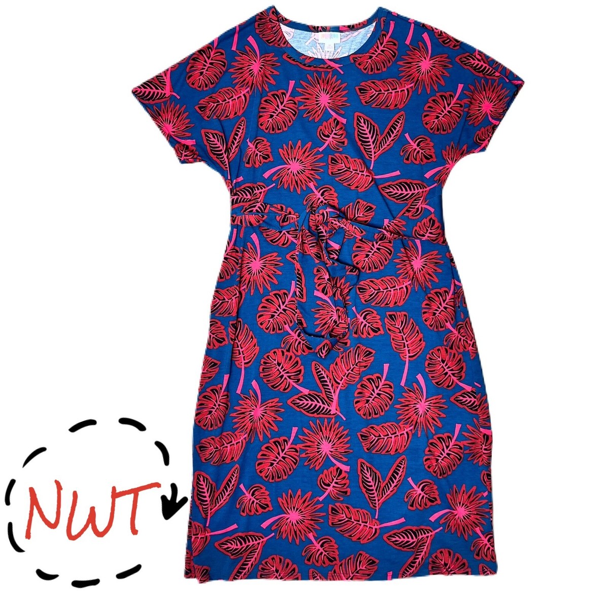 NWT M MARLY DRESS WITH POCKETS. Midi Dress. LuLaRoe Knee Length W/removable  Sash