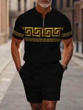 Short Sleeve Zipper Two-piece Set