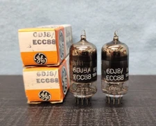 2-GE 6DJ8 ECC88 Vacuum Tubes NOS/NIB Tested Same Date Codes FK Loc.2A Smoked