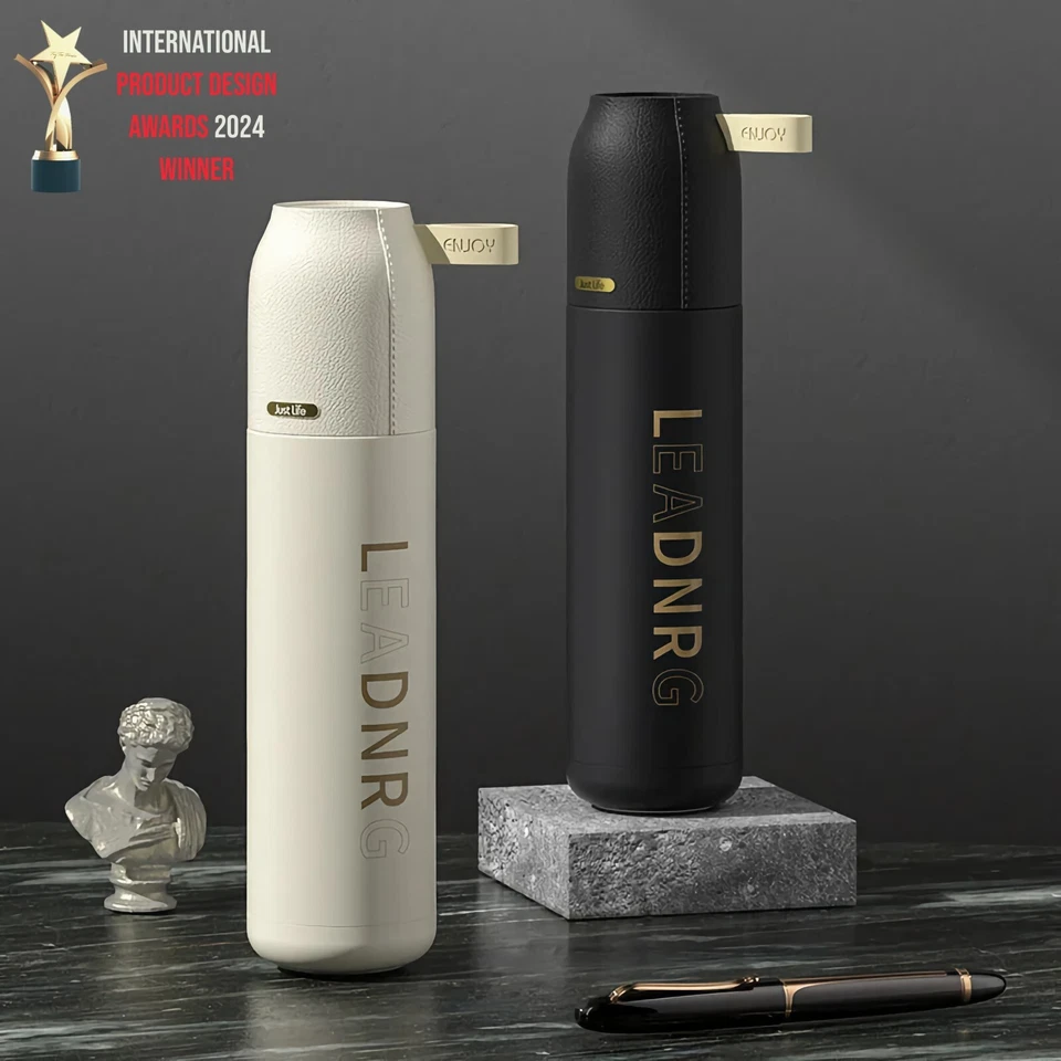 Elegante frasco de vacío, botella de agua termo de doble pared de acero aislado, 18 oz Foto 4 de 4