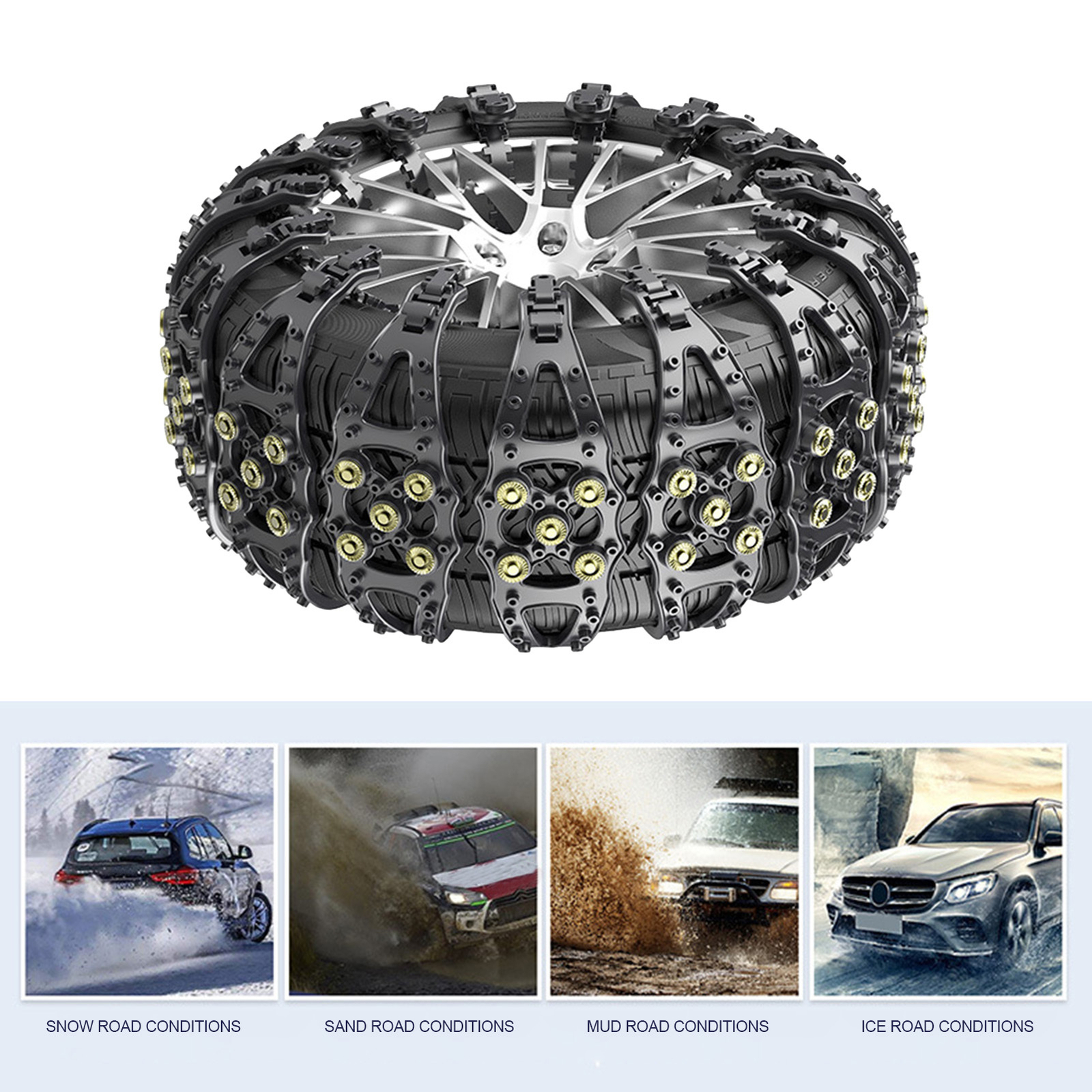 Universal Snow Chains 4Pcs Car AntiSkid Chains Tire Chains For Cars