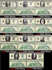 A COMPLETE PLAY POKER MONEY DOLLAR BILL SET OF 11 X 25 (275 BILLS IN ALL)