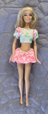 Barbie Blond & Blue Eyes Doll 1999 Back 1998 Neck Redressed Tie Died Outfit