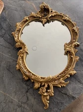 Louis XV Cartouche Rococo Baroque Gilt Wood Mirror 